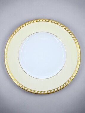 Minton Commodore Pattern Dinner Plate Porcelain Smooth Gold Rope Rim England